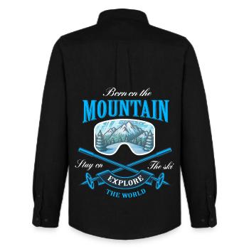 Né sur la montagne - Chemise Oxford homme Stanley/Stella - noir - Dos - AI Model Male 185 dark (185cm)