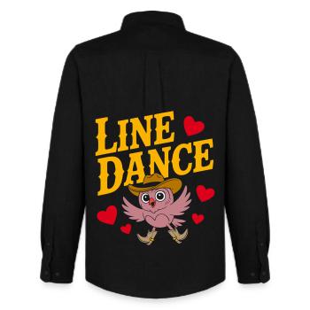 Chouette danseuse en ligne avec chapeau - Chemise Oxford homme Stanley/Stella - noir - Dos - AI Model Male 185 dark (185cm)