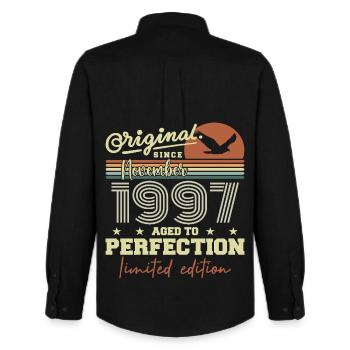 November 1997 Anniversary 1997 November 1997 - Men's Oxford Shirt by Stanley/Stella - black - Back - AI Model Male 185 dark (185cm)