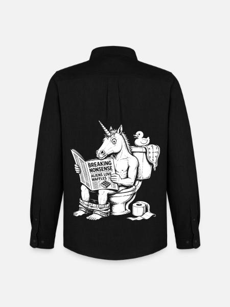 Nonsens Motiv mit Einhorn - Männer Oxford Hemd von Stanley/Stella - Schwarz