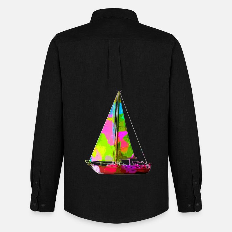 Buntes Segelboot - Männer Oxford Hemd von Stanley/Stella - Schwarz