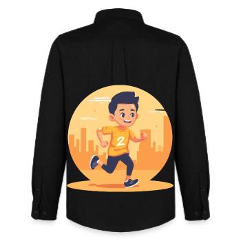 Graphique Marathon Boy - Chemise Oxford homme Stanley/Stella - noir - Dos - AI Model Male 185 dark (185cm)