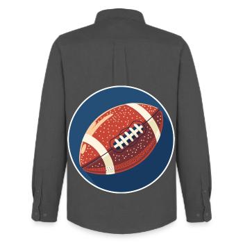 Graphismes de football - Chemise Oxford homme Stanley/Stella - charbon - Dos - AI Model Male 185 dark (185cm)