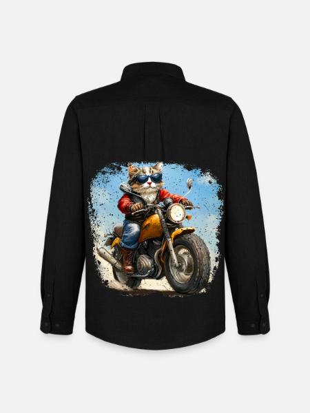Chats Motards / Moto Chat - Chemise Oxford homme Stanley/Stella - noir