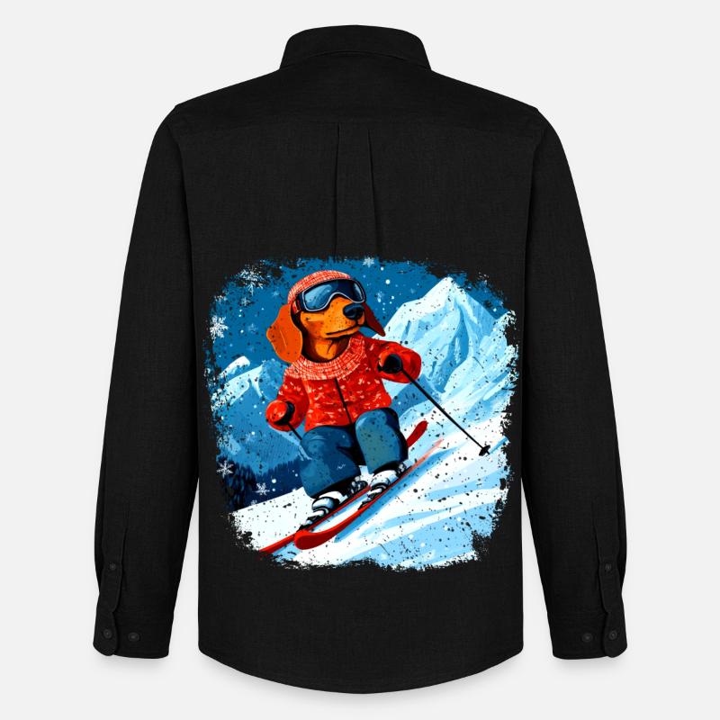 Dackel Ski - Männer Oxford Hemd von Stanley/Stella - Schwarz