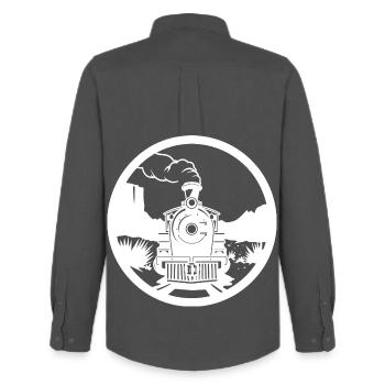 Railway Drawing - Men's Oxford Shirt by Stanley/Stella - anthracite - Back - AI Model Male 185 dark (185cm)