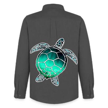 Sea Turtle - Men's Oxford Shirt by Stanley/Stella - anthracite - Back - AI Model Male 185 dark (185cm)