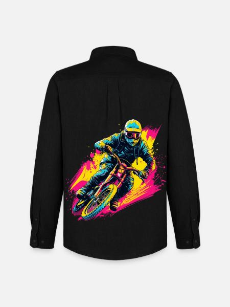 BMX Biker Steamwave - Men's Oxford Shirt by Stanley/Stella - black