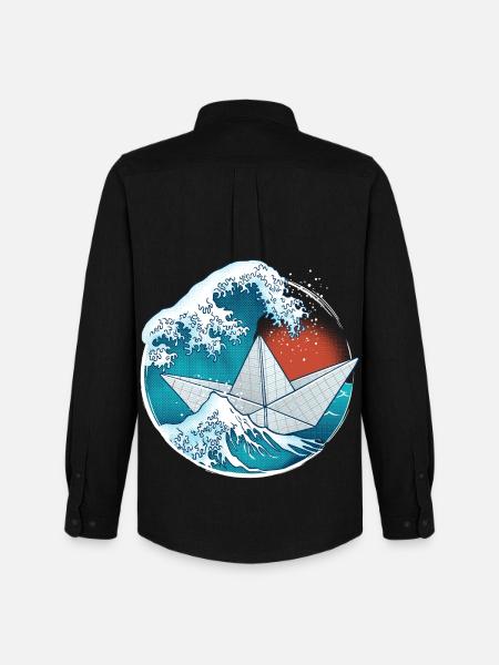 Paper boat in origami style - Men's Oxford Shirt by Stanley/Stella - black