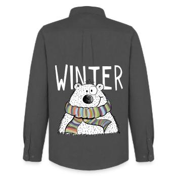 Eisbär im Winter - Bär - Bären - Comic - Tiere - Männer Oxford Hemd von Stanley/Stella - Anthrazit - Hinten - AI Model Male 185 dark (185cm)