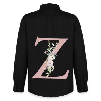 Z Monogram, Floral, Personnalisable - Chemise Oxford homme Stanley/Stella - noir - Dos - AI Model Male 185 dark (185cm)