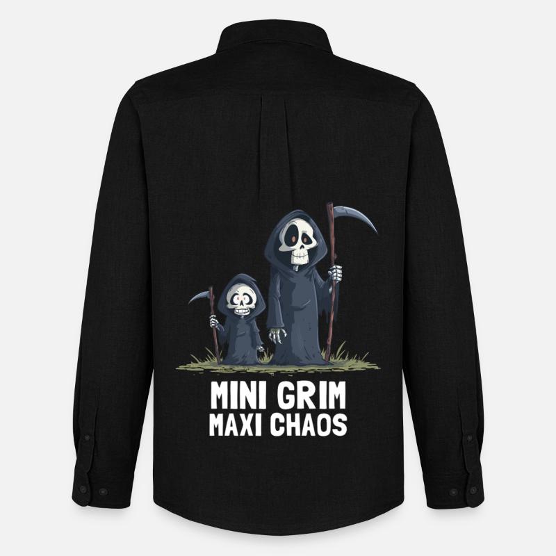 Kleiner Grim – Der Sensenmann des Chaos - Männer Oxford Hemd von Stanley/Stella - Schwarz