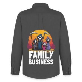 Family Business – Lustiges Sensenmann Familienmoti - Männer Oxford Hemd von Stanley/Stella - Anthrazit - Hinten - AI Model Male 185 dark (185cm)