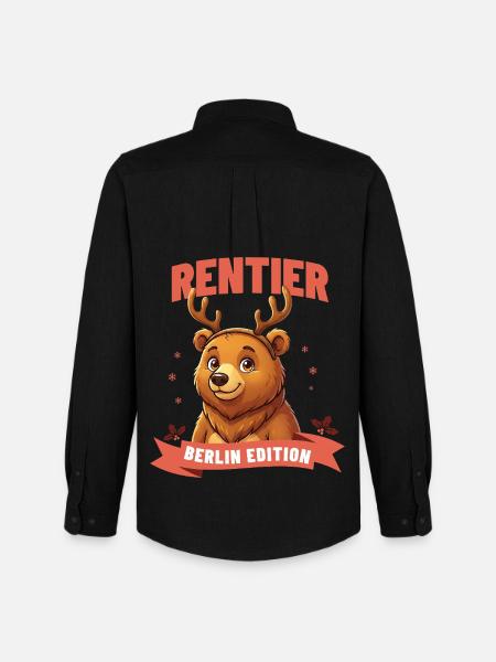 Berlin Bear Christmas Reindeer - Men's Oxford Shirt by Stanley/Stella - black