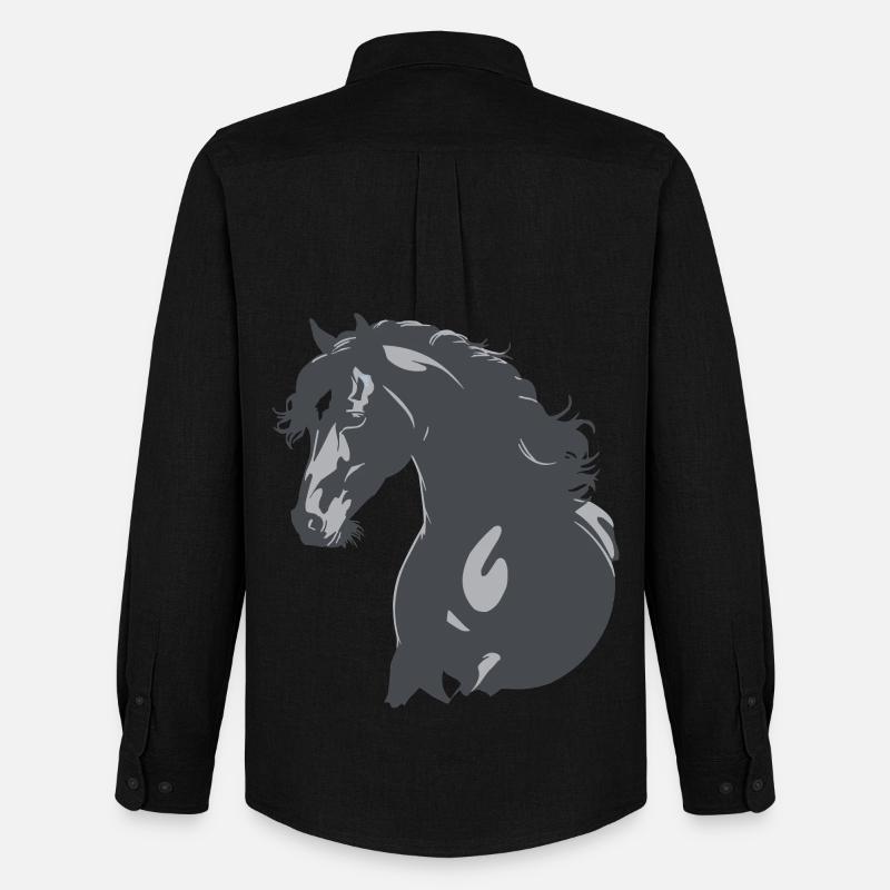 Rappe Pferd Silhouette - Männer Oxford Hemd von Stanley/Stella - Schwarz