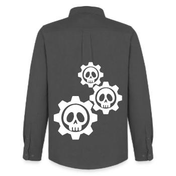 Engrenages et crânes blancs - Chemise Oxford homme Stanley/Stella - charbon - Dos - AI Model Male 185 dark (185cm)