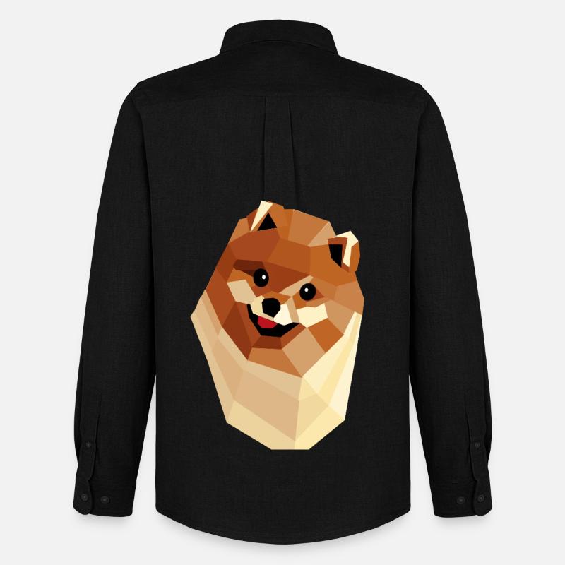 Pommerschen Low Poly — Geometrisches Porträt - Männer Oxford Hemd von Stanley/Stella - Schwarz