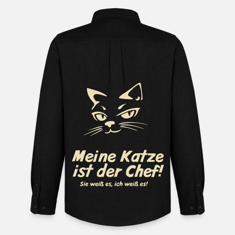Meine Katze ist der Chef  - Männer Oxford Hemd von Stanley/Stella - Schwarz