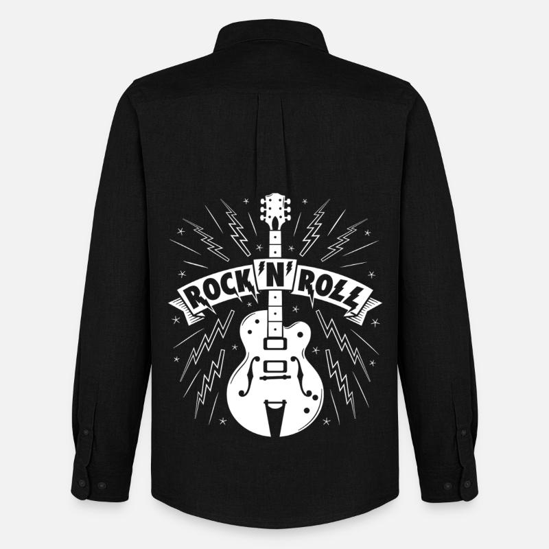 Rock'N'Roll-Banner mit Gitarre - Männer Oxford Hemd von Stanley/Stella - Schwarz
