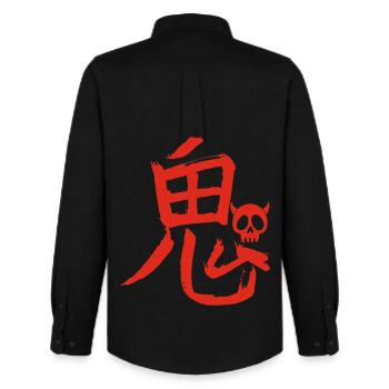 The word demon in Japanese (red) - Men's Oxford Shirt by Stanley/Stella - black - Back - AI Model Male 185 dark (185cm)