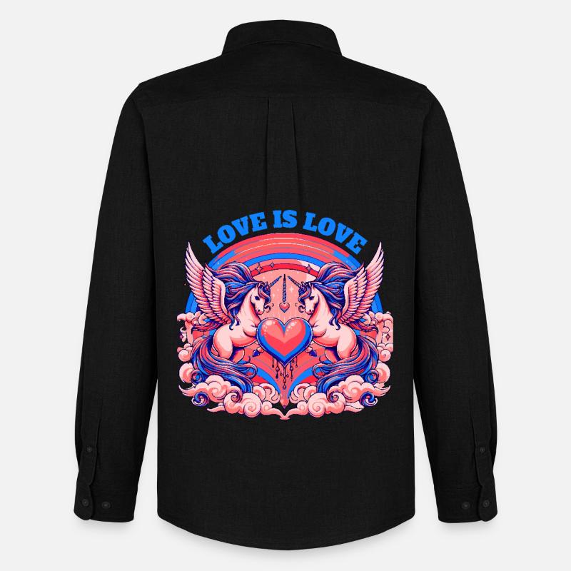Love is Love Blau - Männer Oxford Hemd von Stanley/Stella - Schwarz
