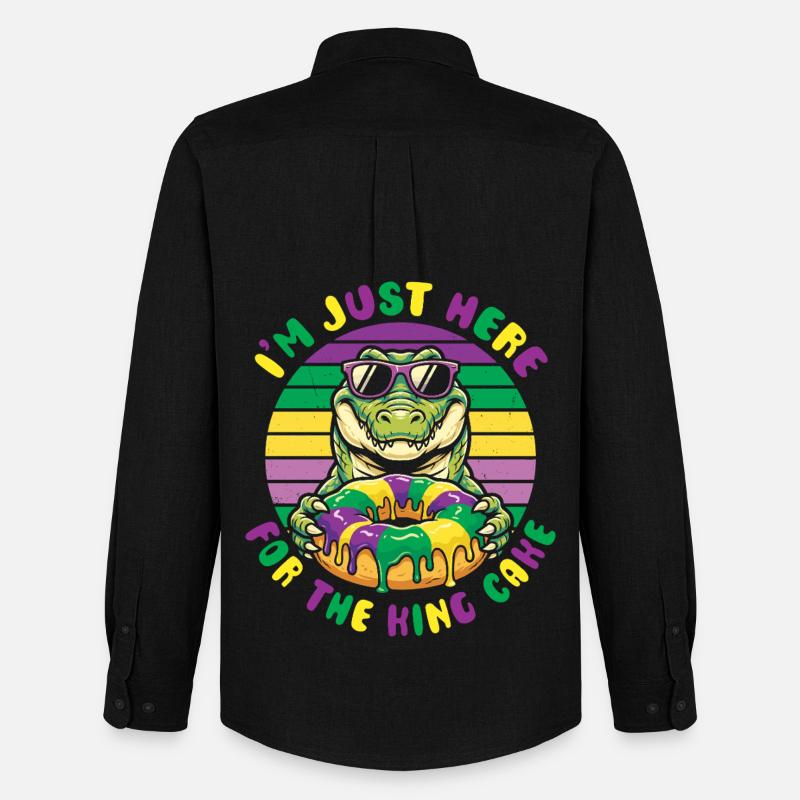 King Cake Mardi Gras Aligator - Männer Oxford Hemd von Stanley/Stella - Schwarz