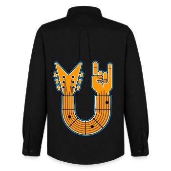 Guitare en U & Rock Hand - Chemise Oxford homme Stanley/Stella - noir - Dos - AI Model Male 185 dark (185cm)