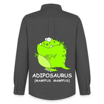 Adiposaursus Dino Comic - Men's Oxford Shirt by Stanley/Stella - anthracite - Back - AI Model Male 185 dark (185cm)