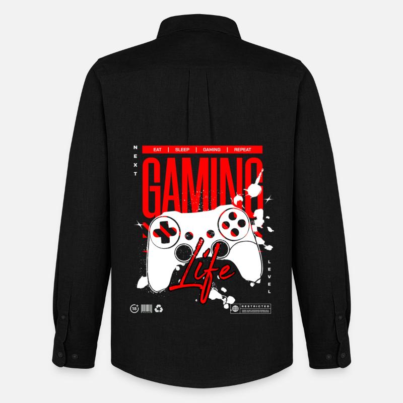 Next Level Gaming Life Controller T-Shirt - Männer Oxford Hemd von Stanley/Stella - Schwarz