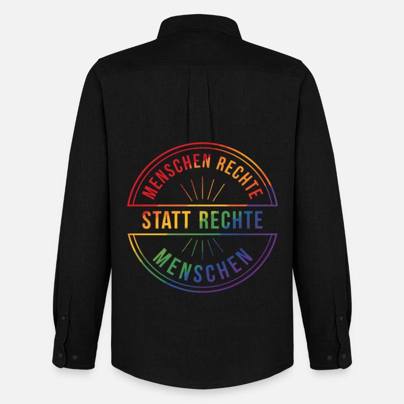 Menschenrechte Statement Pride Regenbogen - Männer Oxford Hemd von Stanley/Stella - Schwarz