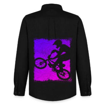 BMX Bike - Bmx Bike - Magenta Bmx - Men's Oxford Shirt by Stanley/Stella - black - Back - AI Model Male 185 dark (185cm)