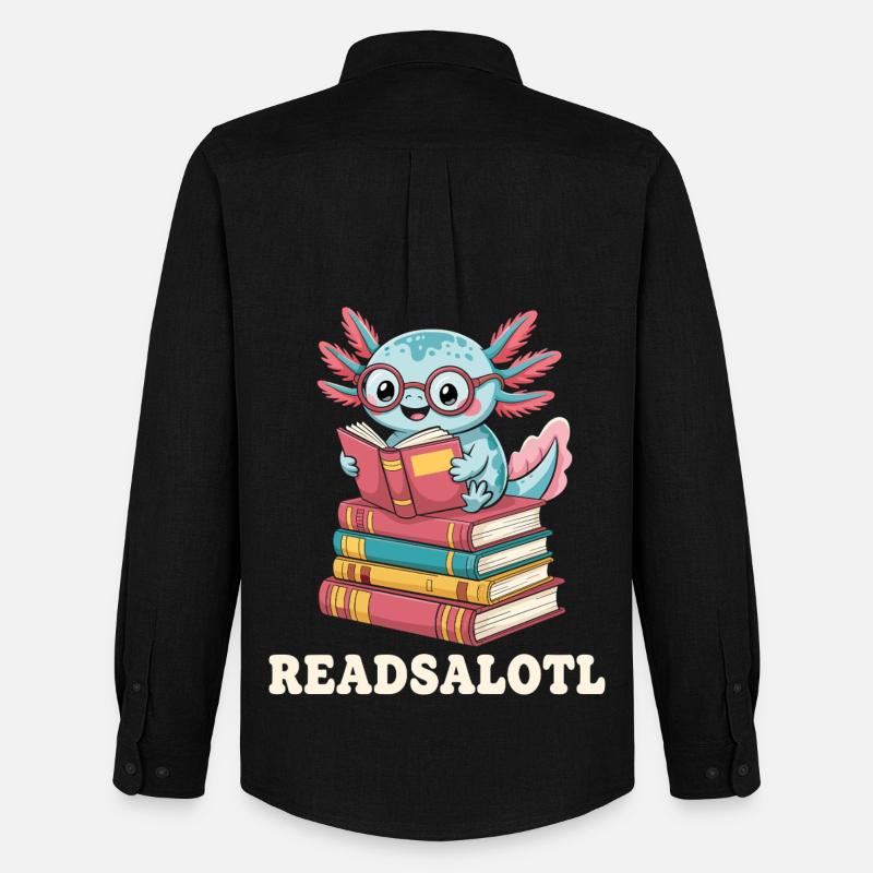 Readsalotl Axolotl-Lesebücher - Männer Oxford Hemd von Stanley/Stella - Schwarz