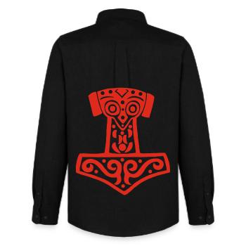 Marteau de Thor (rouge) - Chemise Oxford homme Stanley/Stella - noir - Dos - AI Model Male 185 dark (185cm)