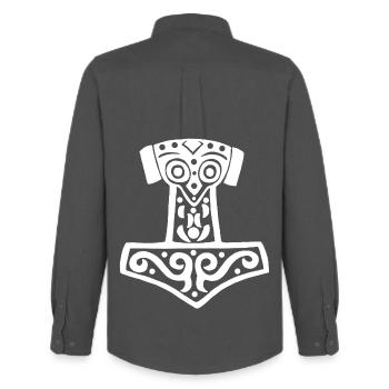 Marteau de Thor (blanc) - Chemise Oxford homme Stanley/Stella - charbon - Dos - AI Model Male 185 dark (185cm)
