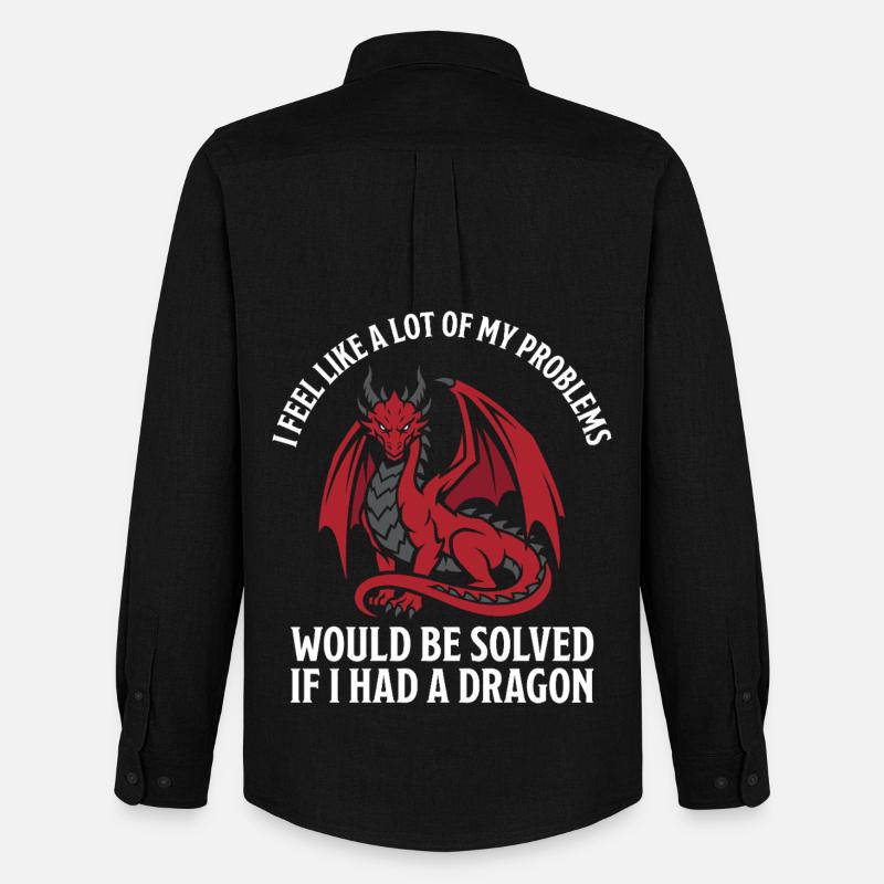 Problems Solved Dragon Lovers Fantasy - Men's Oxford Shirt by Stanley/Stella - black