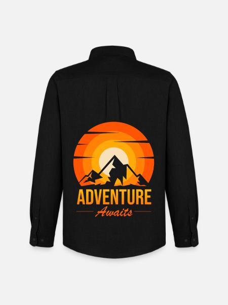 Adventure Awaits Peak Sunset - Men's Oxford Shirt by Stanley/Stella - black