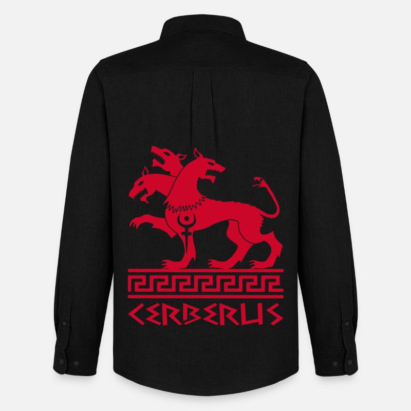 Roter Cerberus-Hund - Männer Oxford Hemd von Stanley/Stella - Schwarz