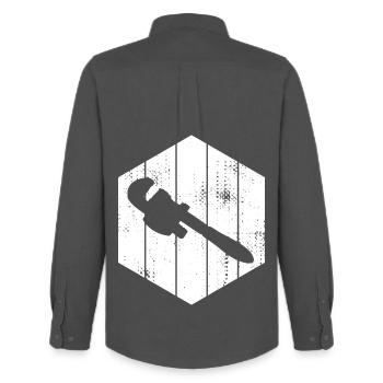 Pipe Wrench Sketch - Men's Oxford Shirt by Stanley/Stella - anthracite - Back - AI Model Male 185 dark (185cm)