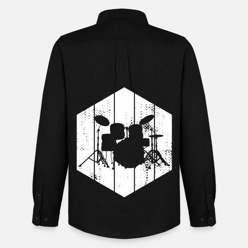Drumset Zeichnung - Männer Oxford Hemd von Stanley/Stella - Schwarz