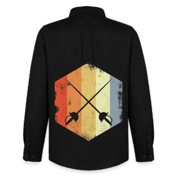 Vintage Fencing Swords - Men's Oxford Shirt by Stanley/Stella - black - Back - AI Model Male 185 dark (185cm)