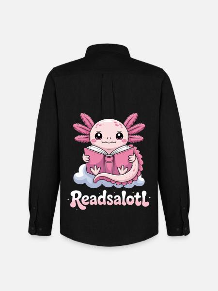 Readsalotl Axolotl Lukemiskirjat - Oxford-paita miesten Stanley/Stella - musta
