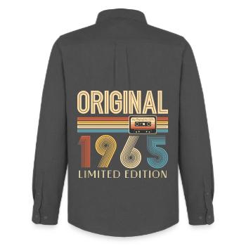 60th birthday 60 years original 1965 - Men's Oxford Shirt by Stanley/Stella - anthracite - Back - AI Model Male 185 dark (185cm)