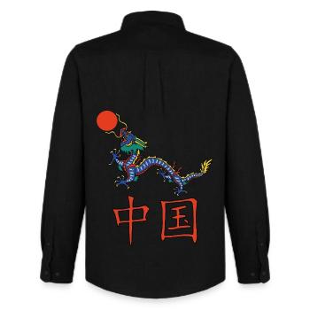 Chinesischer Drache - Männer Oxford Hemd von Stanley/Stella - Schwarz - Hinten - AI Model Male 185 dark (185cm)