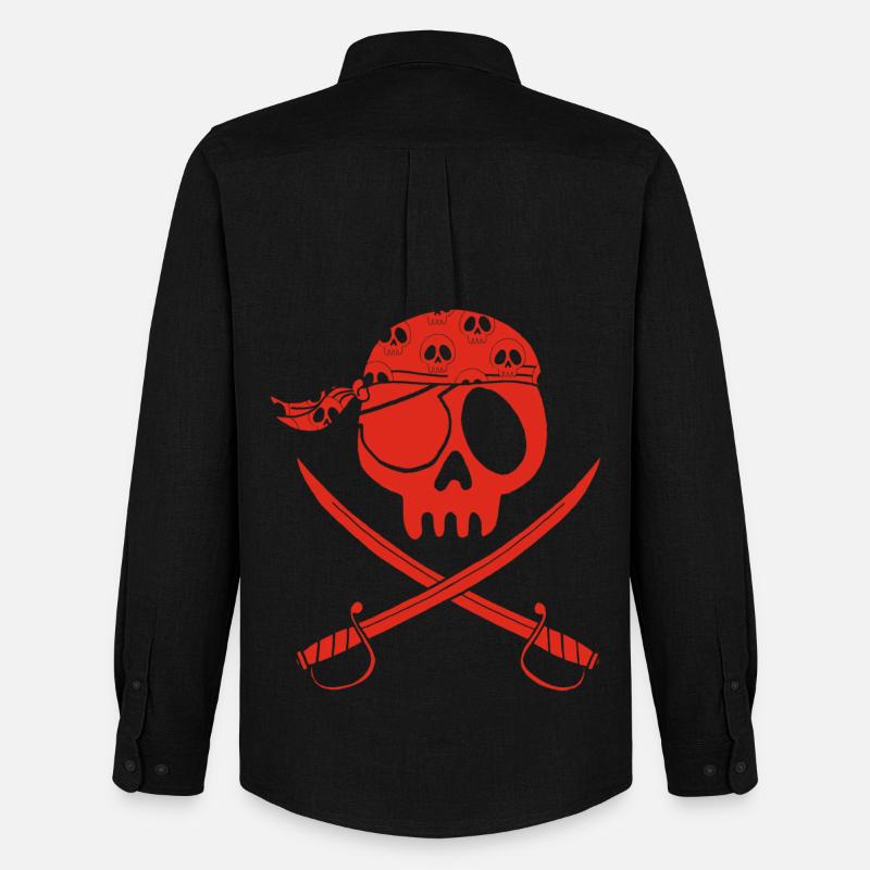 Roter Piratenschädel - Männer Oxford Hemd von Stanley/Stella - Schwarz