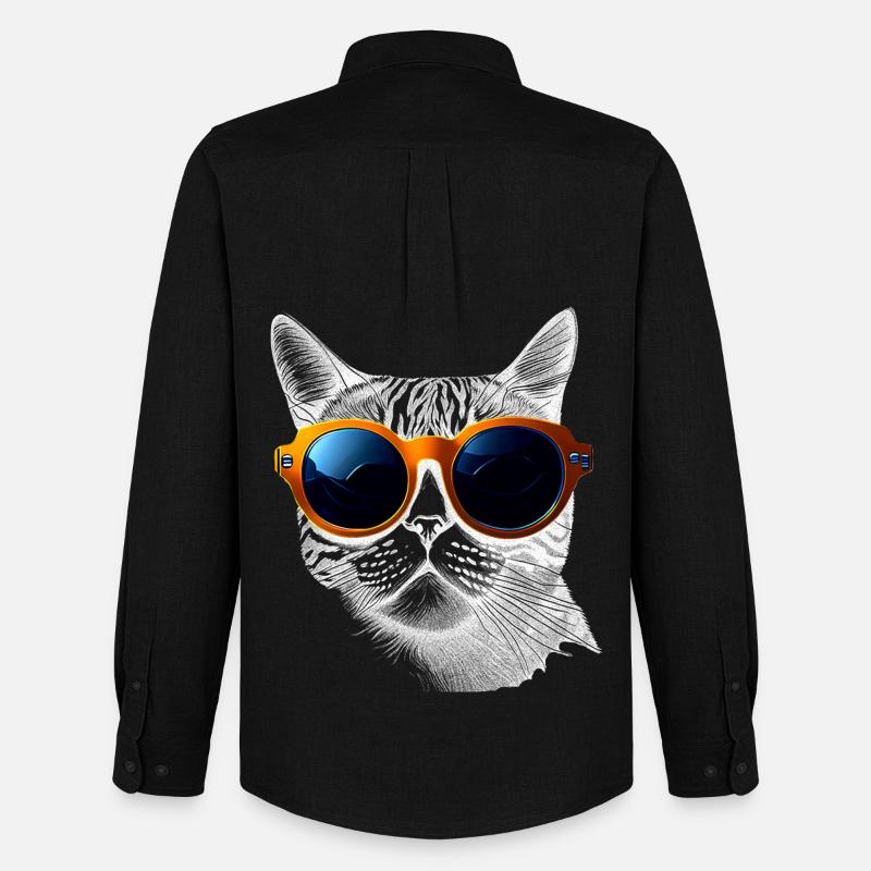 Coole Katzen-Vibes - Männer Oxford Hemd von Stanley/Stella - Schwarz