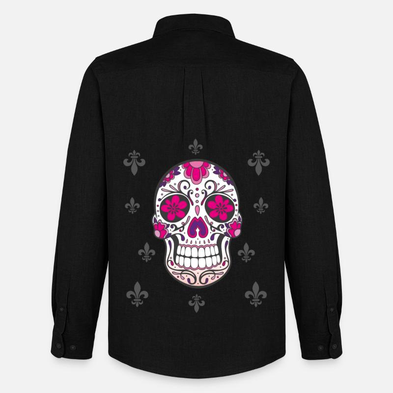 Sugar Skull Fleur De Lis - Männer Oxford Hemd von Stanley/Stella - Schwarz
