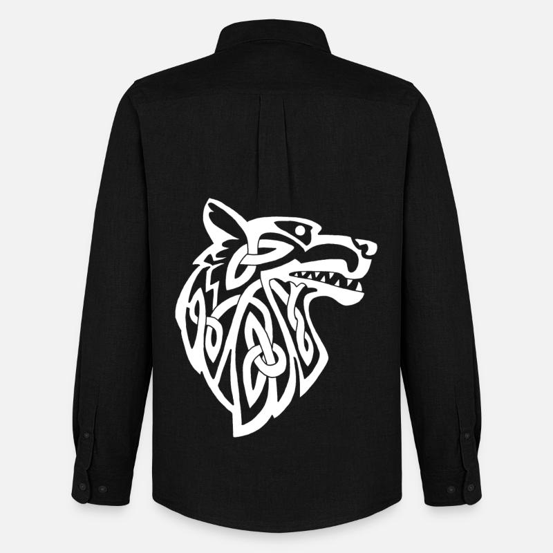 Wolf weiß Wikinger - Männer Oxford Hemd von Stanley/Stella - Schwarz