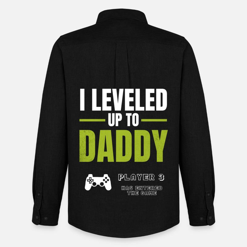 Level Up Daddy – Gamer Väterdesign - Männer Oxford Hemd von Stanley/Stella - Schwarz