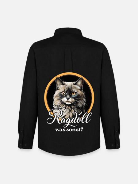 Ragdoll Cat Portrait Circle - Men's Oxford Shirt by Stanley/Stella - black