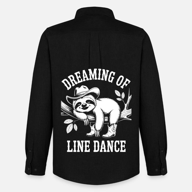 Faultier Träumt Line Dance - Männer Oxford Hemd von Stanley/Stella - Schwarz